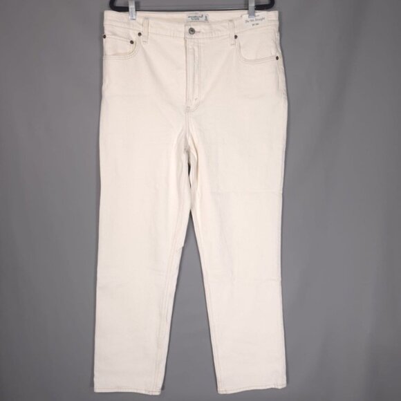 NWT Abercrombie & Fitch The 90’s Straight Ultra High Rise Jeans‎ Beige 33/16R - Picture 1 of 13